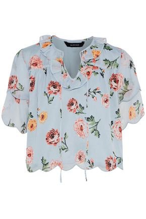 Debora scalloped floral-print georgette top | W118 by WALTER BAKER | Sale up to 70% off | THE OUTNET