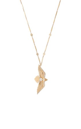 Flying Bird 14k Yellow Gold Diamond Necklace By Jacquie Aiche | Moda Operandi