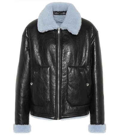 Reversible leather shearling jacket