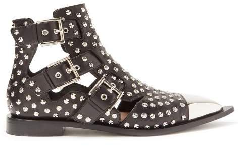Studded Leather Boots - Womens - Black Silver
