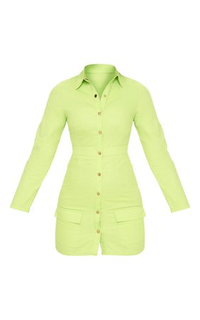 Lime Cargo Utility Shirt Dress | Dresses | PrettyLittleThing USA