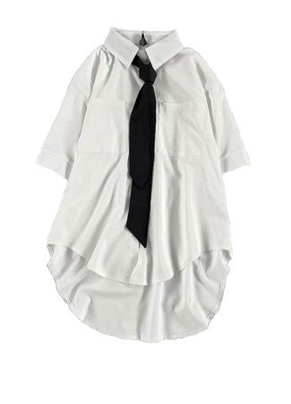 White Button Up Shirt With Tie