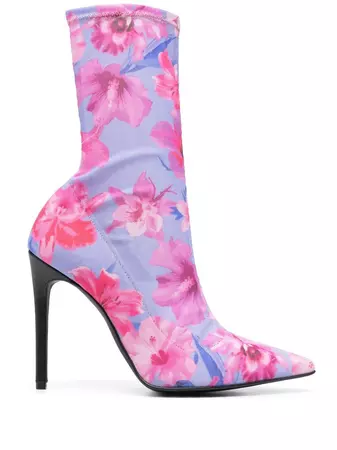 PINKO floral-print high-heel Boots - Farfetch