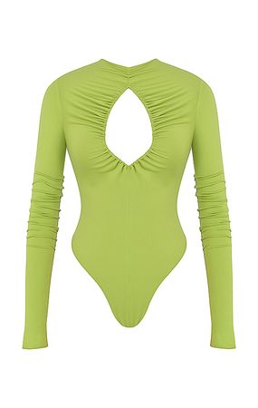 Clothing : Tops : 'Estrelle' Lime Green Cutout Bodysuit