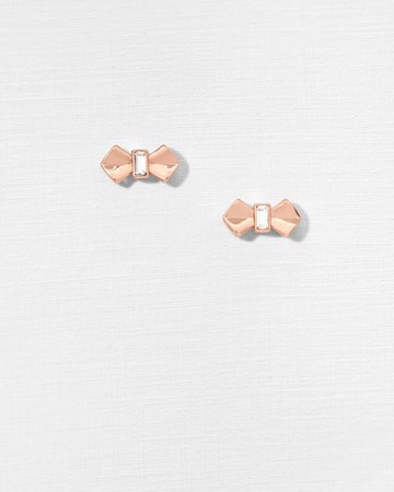 Solitaire bow stud earrings - Rose Gold | Jewellery | Ted Baker UK
