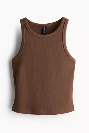 Ribbed Tank Top - Dark brown - Ladies | H&M US