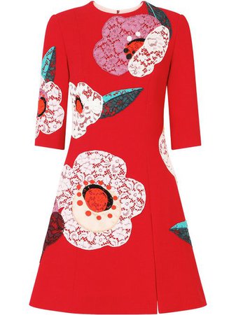 Dolce & Gabbana Floral Flared Wool Dress - Farfetch