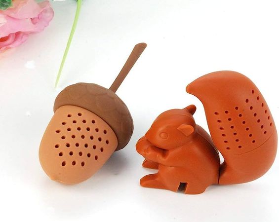 Amazon.com: Cute Squirrel Shape & Acorn Nut Tea Infusers set Loose Leaf Strainer Herbal & Fruit Tea Filter Diffuser Food Grade Silicone in brown Lot of two Nature Wildlife : Home & Kitchen