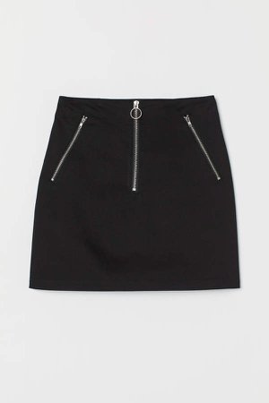 Cotton-blend mini skirt - Black