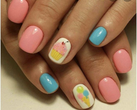 pink and blue kids nails
