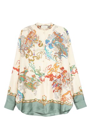 Gucci Jousting Print Silk Twill Blouse | Nordstrom