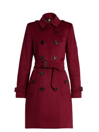 BURBERRY Kensington Wool And Cashmere-bend Trench Coat In Burgundy