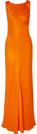 Paneled Satin Maxi Dress - Bright orange