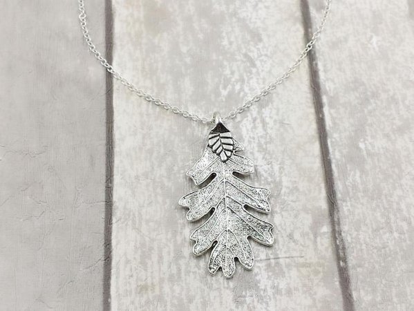 Oak Leaf Necklace Silver Plated Leaf Pendant Necklace | Etsy