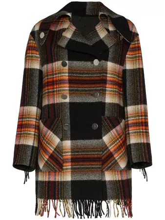 Calvin Klein 205W39nyc Checked Coat With Fringe Trims - Farfetch