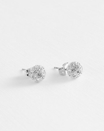 Pave ball Swarovski® crystal stud earrings - Silver Colour | Jewellery | Ted Baker UK