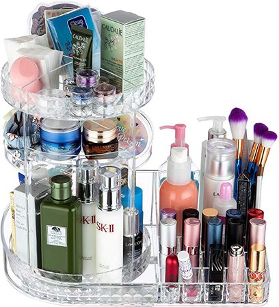 Amazon.com: OBOR Large Capacity Cosmetic Organizer - Makeup Storage 360 Degree Rotating Adjustable Cosmetics Makeup Brushes Lipsticks Perfumes Clear Display Box for Dressing Table, Bedroom, Bathroom: Home & Kitchen