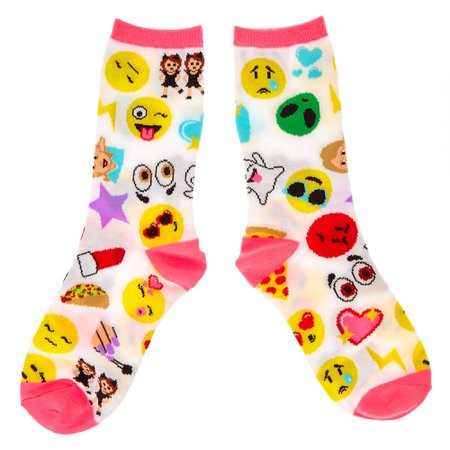 White Emoji Crew Socks