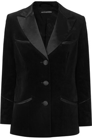 ALEXACHUNG | Satin-trimmed cotton-velvet blazer | NET-A-PORTER.COM