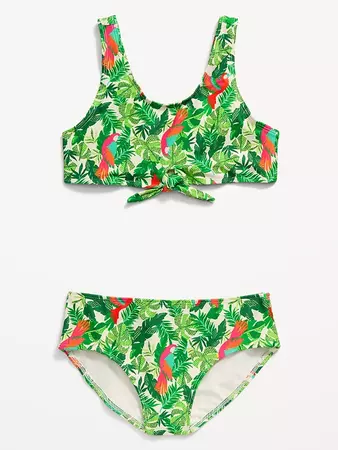 Printed Tie-Front Bikini Swim Set for Girls | Old Navy