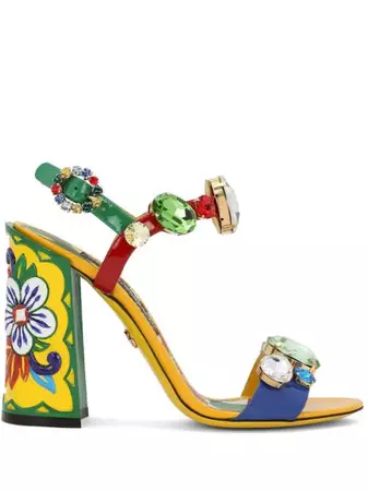 Dolce & Gabbana colour-block rhinestone-embellished Sandals - Farfetch