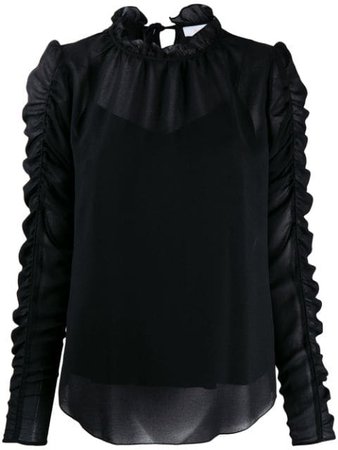 Black See By Chloé Gathered Sleeve Blouse | Farfetch.com