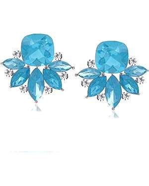 Amazon.com: Turquoise Rhinestone Statement Earrings Light Blue Crystal Drop Dangle Cluster Earrings for Women Formal Prom Party: Clothing, Shoes & Jewelry