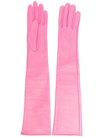 Manokhi elbow-length Leather pink Gloves - Farfetch