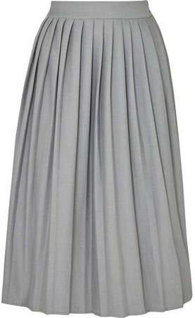 Bobby Pleated Woven Midi Skirt - Gray