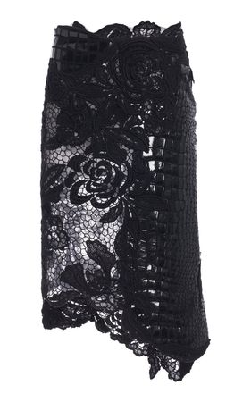 Guipure Lace And Croc-Effect Midi Skirt By Tom Ford | Moda Operandi