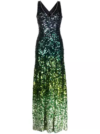 Jenny Packham Bizet Ombré Sequin Maxi Dress - Farfetch