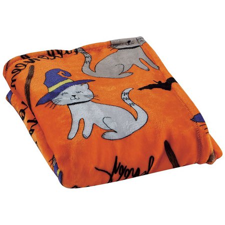 Happy Halloween Spooky Cats Microplush Throw Blanket (50" x 60") - Walmart.com