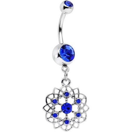 Royal Blue Gem Twist Flower Dangle Belly Ring | Belly piercing jewelry, Belly jewelry, Body jewelry belly rings