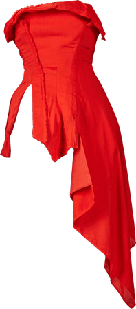 Yohji Yamamoto Red Asymmetric Hemline Bustier