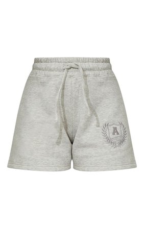 Grey Marl Arizona Embroidered Sweat Shorts | PrettyLittleThing USA