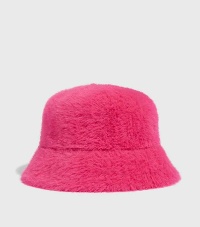 faux fur bucket hat pink