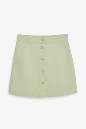 A-line cotton mini skirt - Pistachio - Skirts - Monki WW