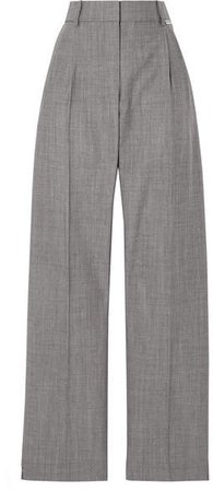 Stretch Wool And Mohair-blend Tapered Pants - Gray