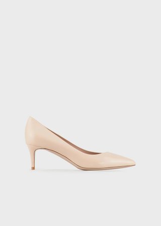 Leather Court Shoes With Asymmetric Top Line