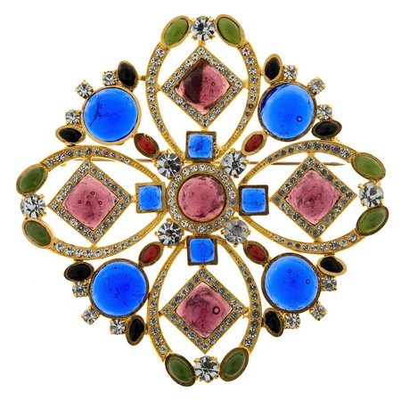 1980s Butler and Wilson Gripoix Brooch Pendant For Sale at 1stdibs