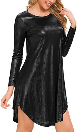 MSBASIC Womens Long Sleeve Glitter Loose Swing Party Dress at Amazon Women’s Clothing store