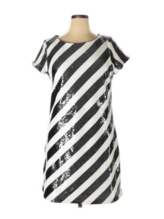 White House Black Market 100% Polyester Stripes Black Casual Dress Size XL - 70% off | thredUP