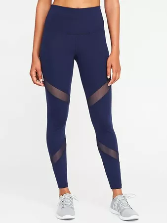 High-Rise Mesh-Panel Elevate Compression Leggings for Women | Old Navy