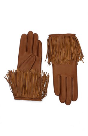 Agnelle Fringe Lambskin Leather Gloves | Nordstrom