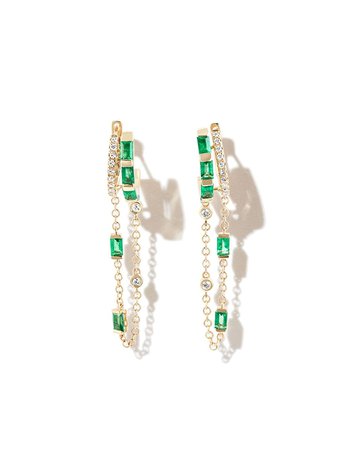 SHAY 18kt Yellow Gold Emerald And Diamond Earrings - Farfetch