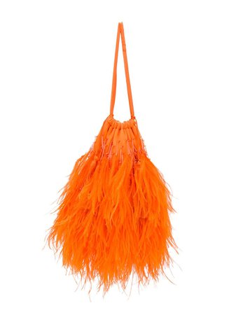 Shop orange The Attico Greta feather embellished clutch with Express Delivery - Farfetch