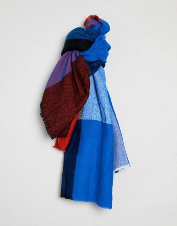 ASOS DESIGN | ASOS DESIGN oversized square scarf in blown up check in blue and red