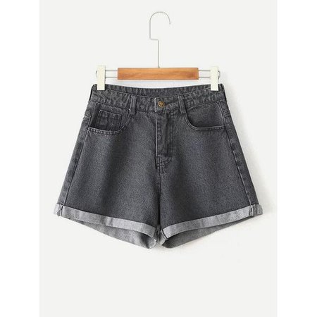 Jean Shorts | Shop Women's Grey Regular High Waist Denim Shorts at Fashiontage | d5e8d687-1-color-grey-size-m