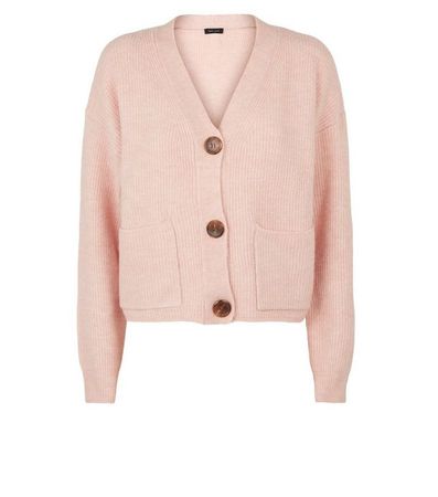 Pale Pink Knit Patch Pocket Cardigan | New Look