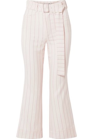Orseund Iris | Cropped belted pinstriped wool-blend flared pants | NET-A-PORTER.COM